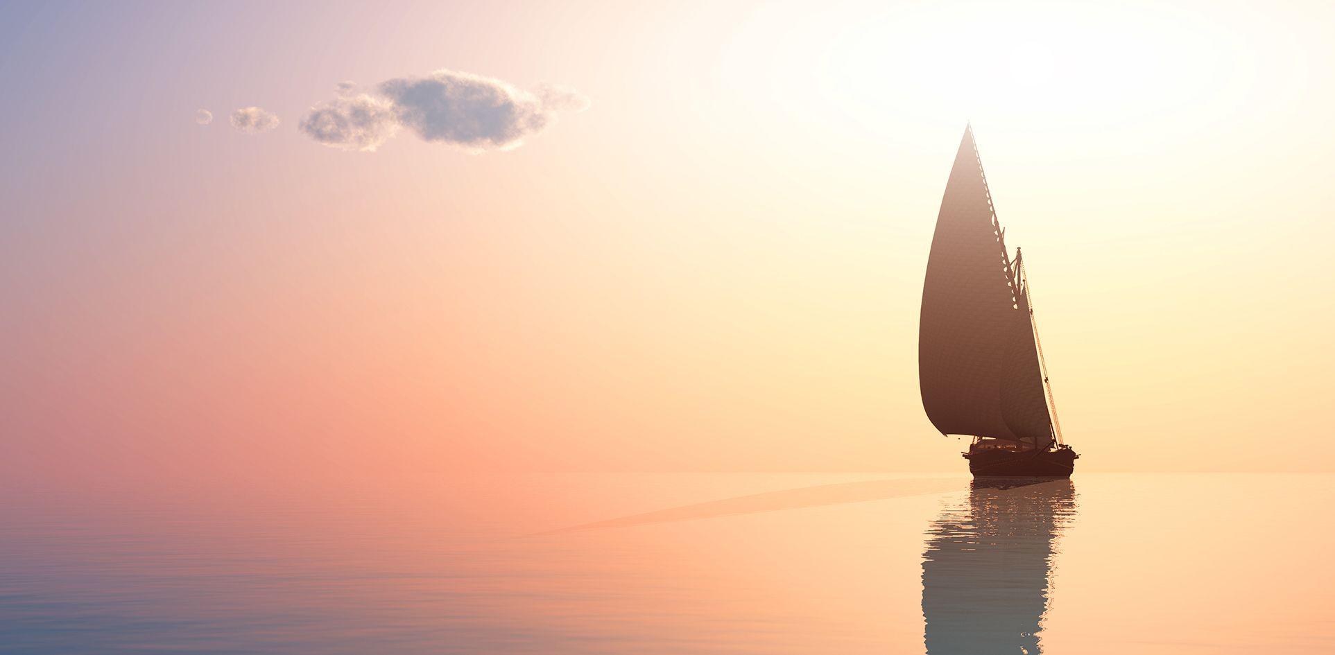 Segelbåt i solnedgång